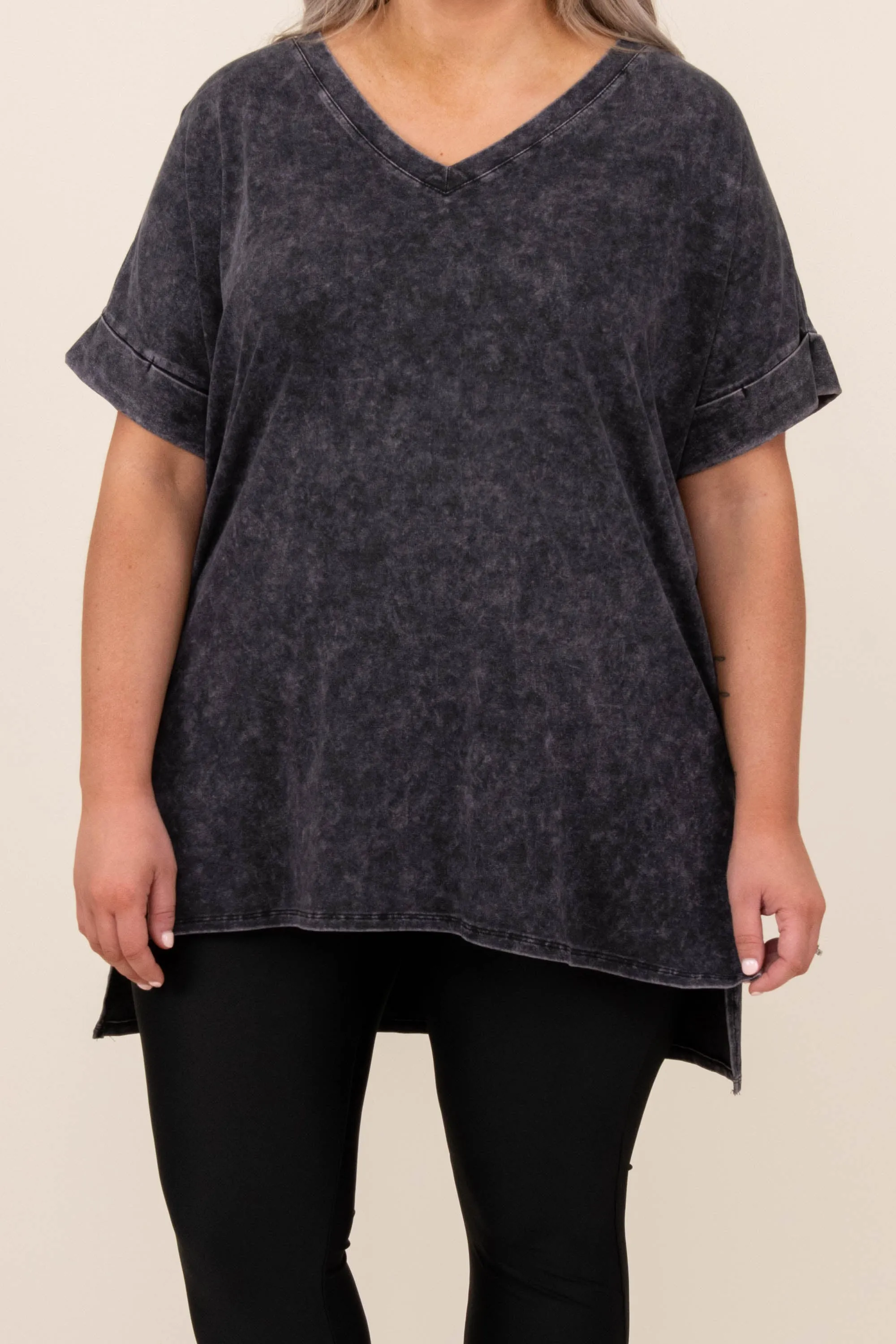 Charcoal Mineral Wash Comfy Travels Top