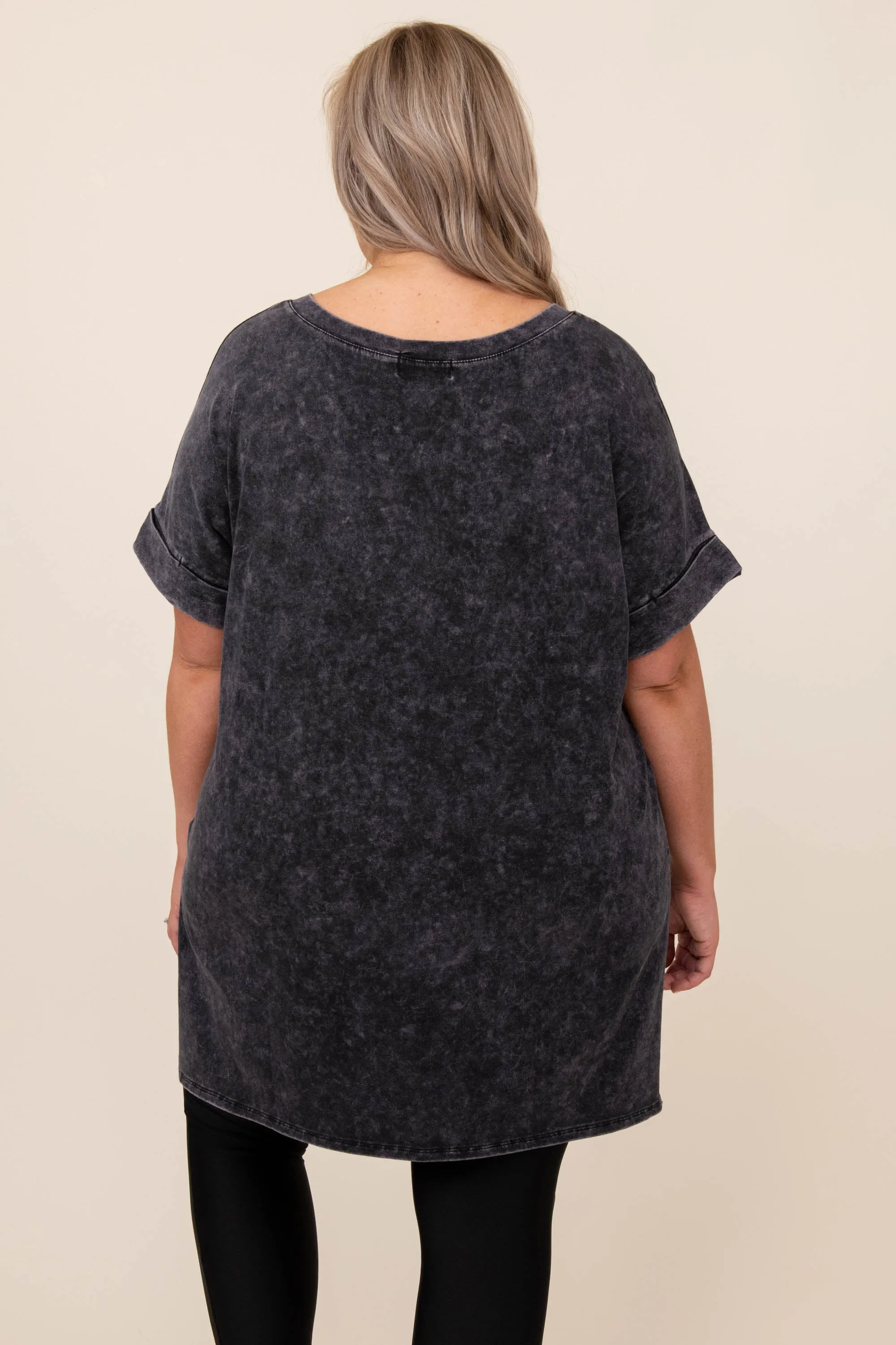 Charcoal Mineral Wash Comfy Travels Top