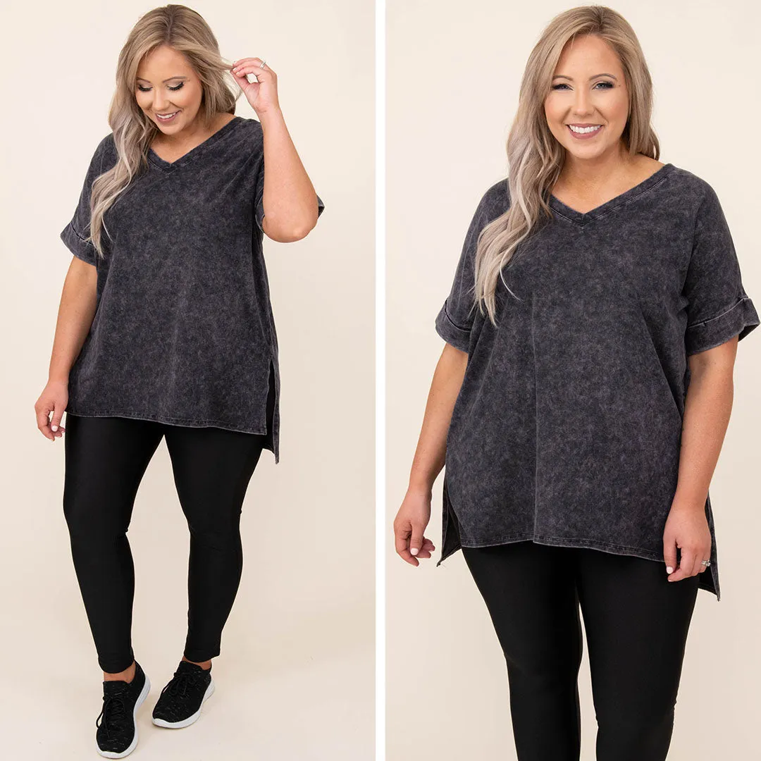 Charcoal Mineral Wash Comfy Travels Top