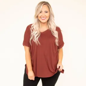 Comfy Travels Top, Dark Rust