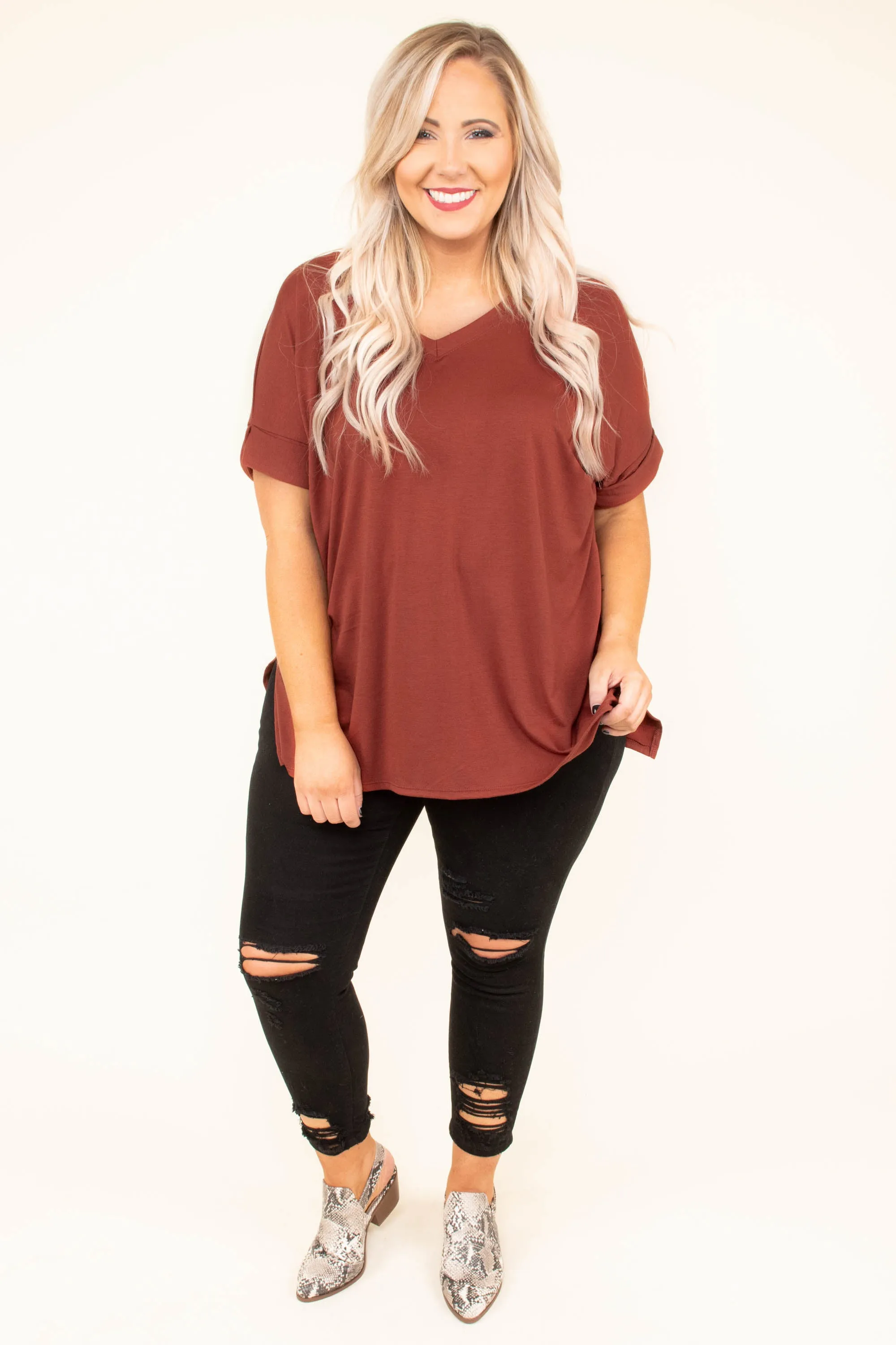 Comfy Travels Top, Dark Rust