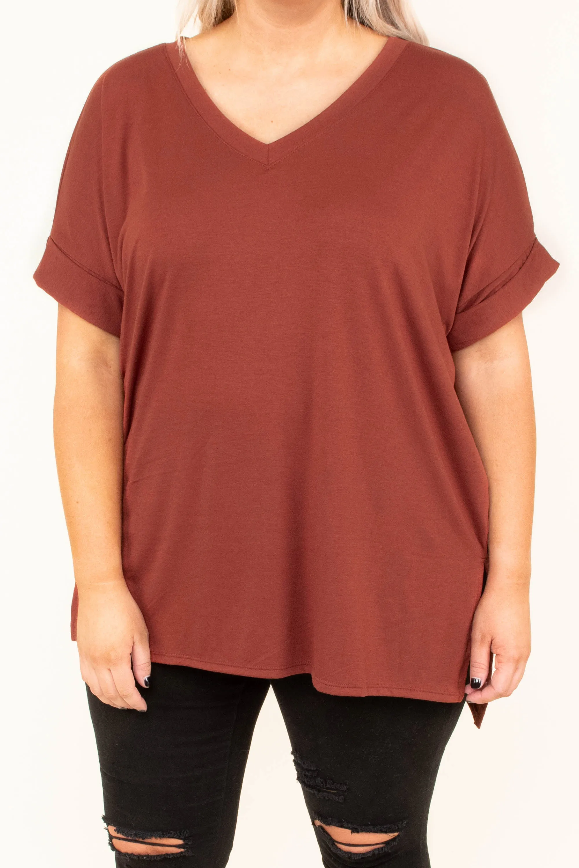 Comfy Travels Top, Dark Rust