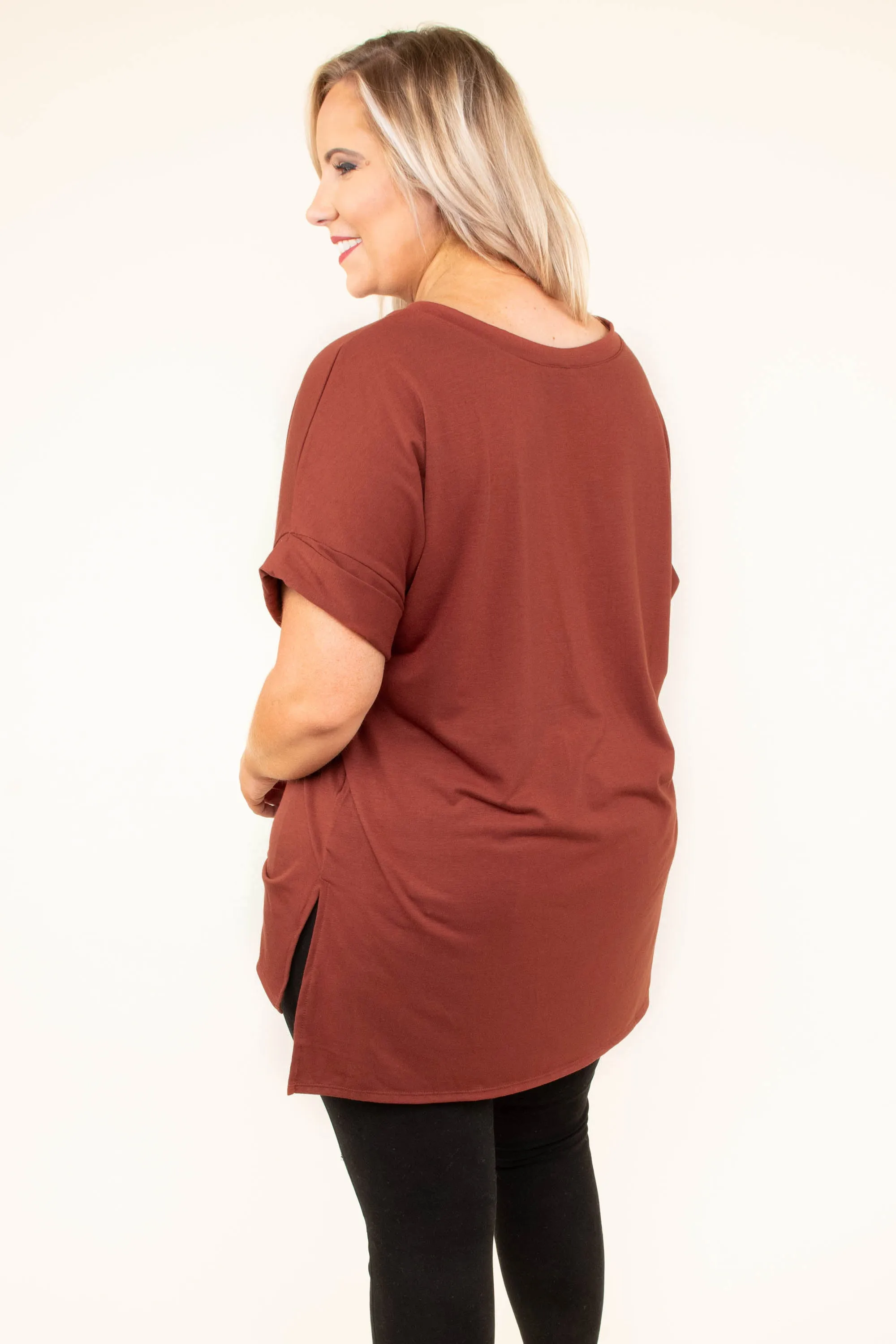 Comfy Travels Top, Dark Rust