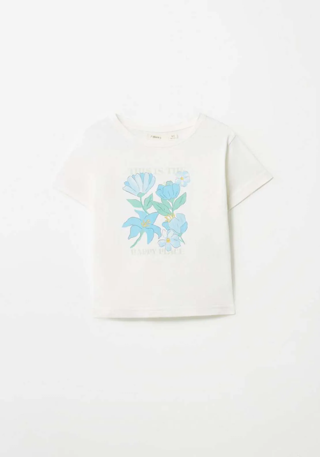 Cream Flower Print T-Shirt