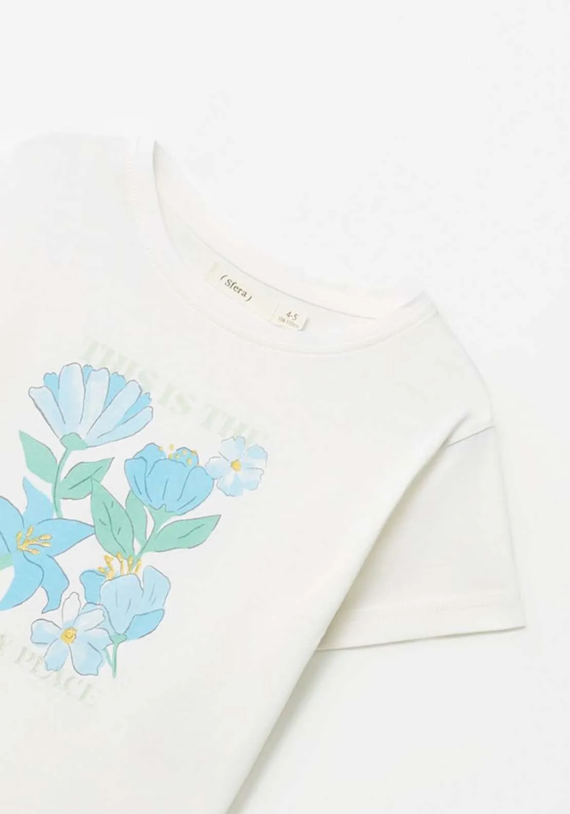 Cream Flower Print T-Shirt