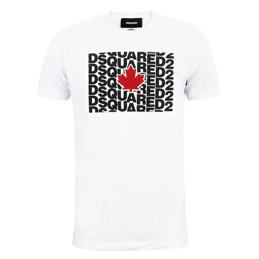 DSQUARED2 White Central Leaf Logo T-Shirt