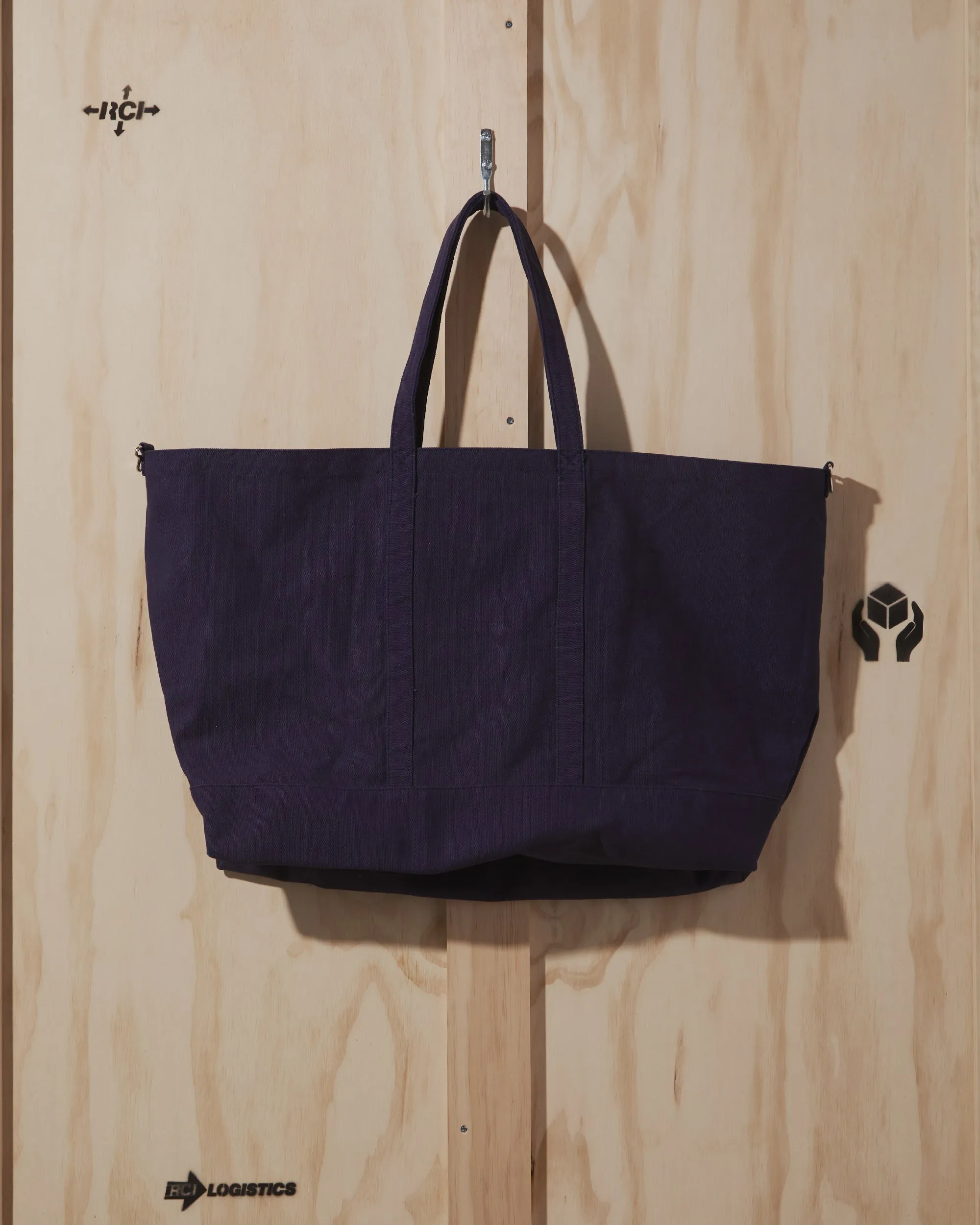 Eagle Print Canvas Tote Bag in Navy