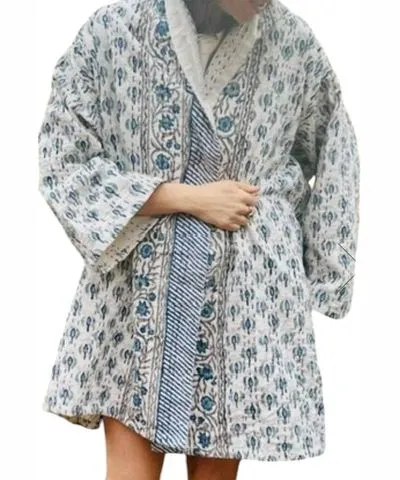 Eleanor James James Blanket Jacket In Domino Blue