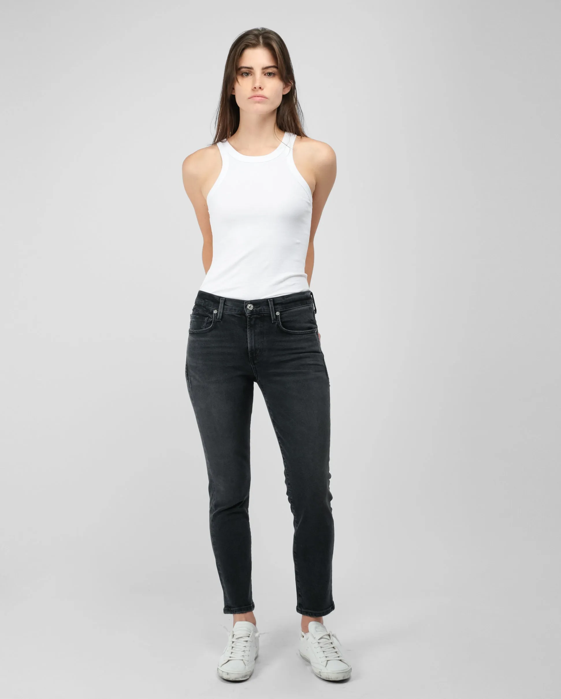 ELLA Slim Crop Pants in Film Noir