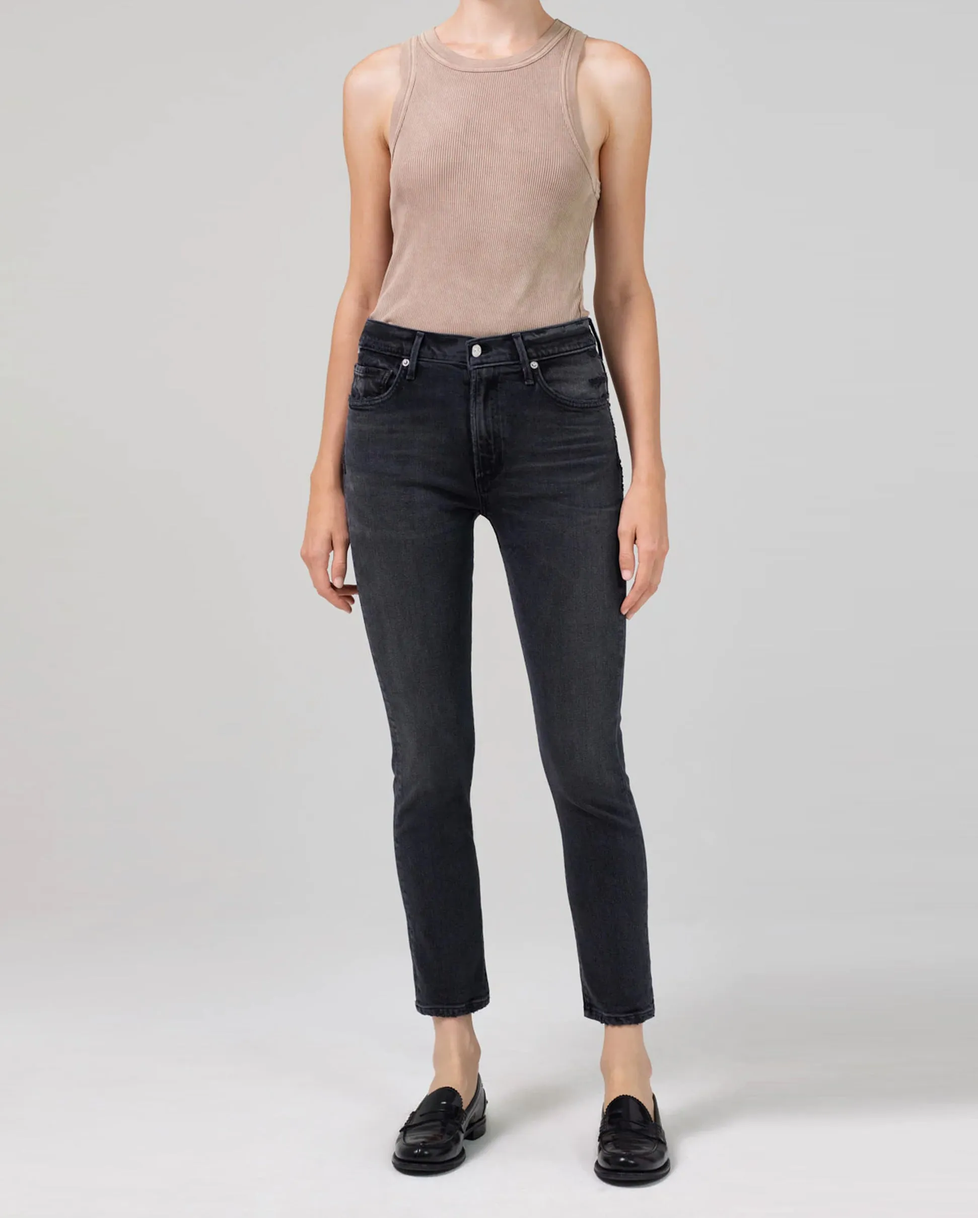 ELLA Slim Crop Pants in Film Noir