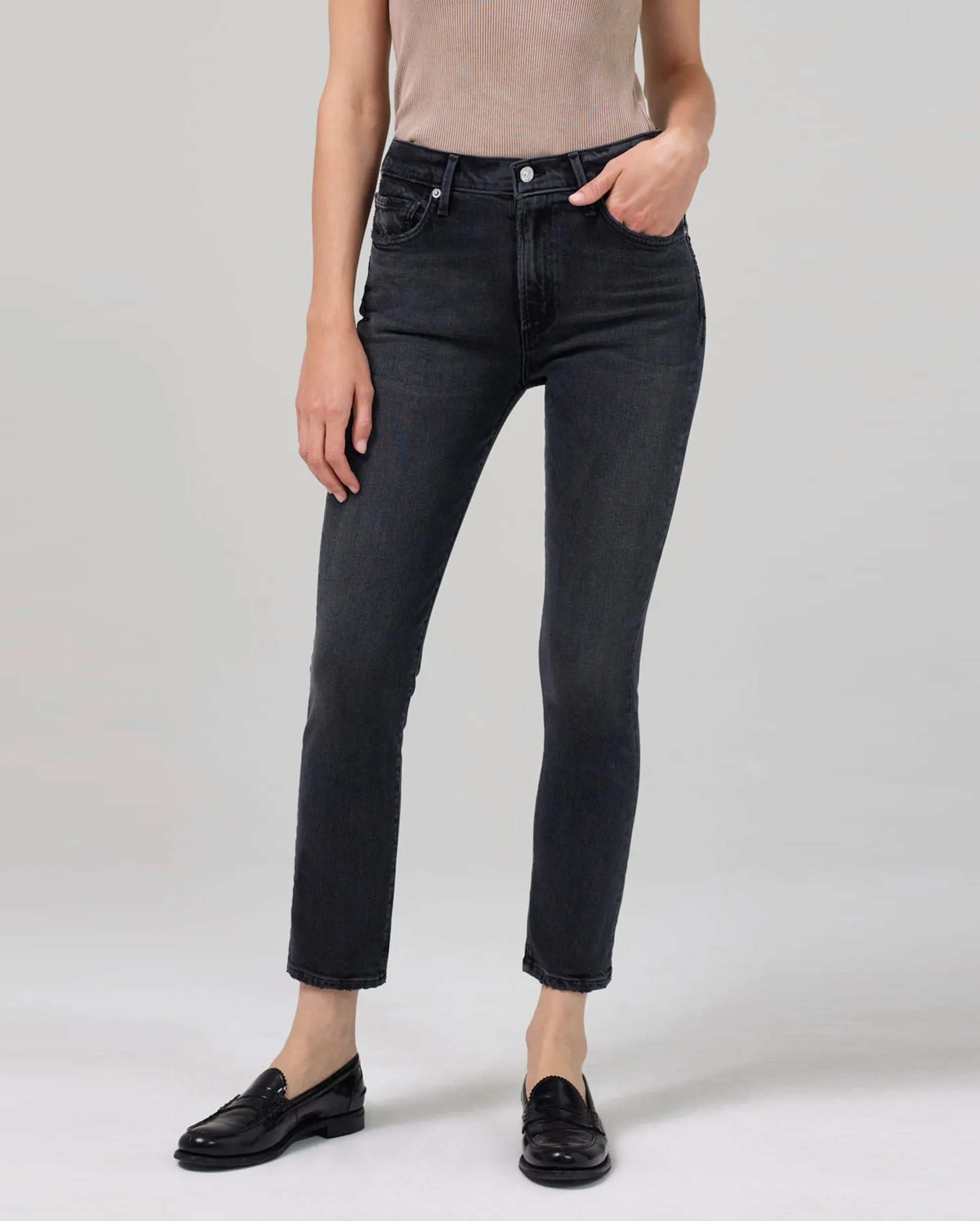 ELLA Slim Crop Pants in Film Noir