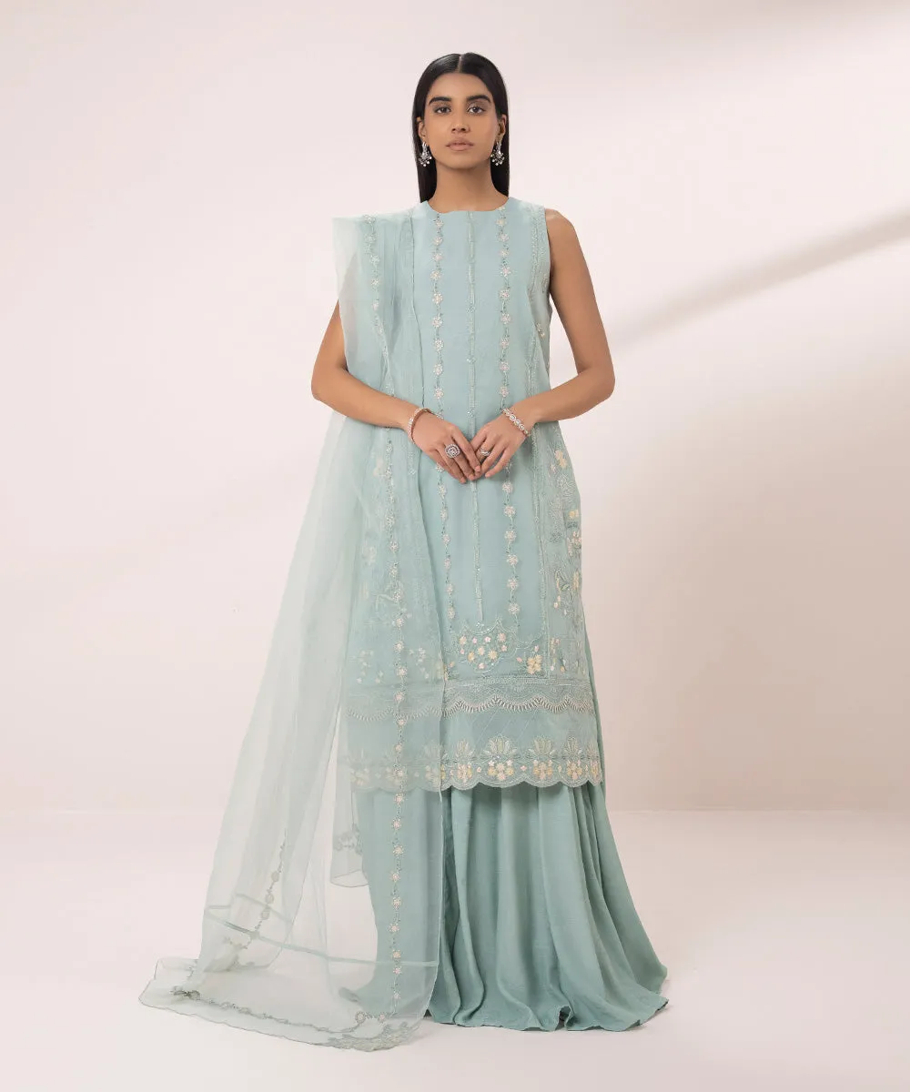 Embroidered Organza Suit - 3 Piece