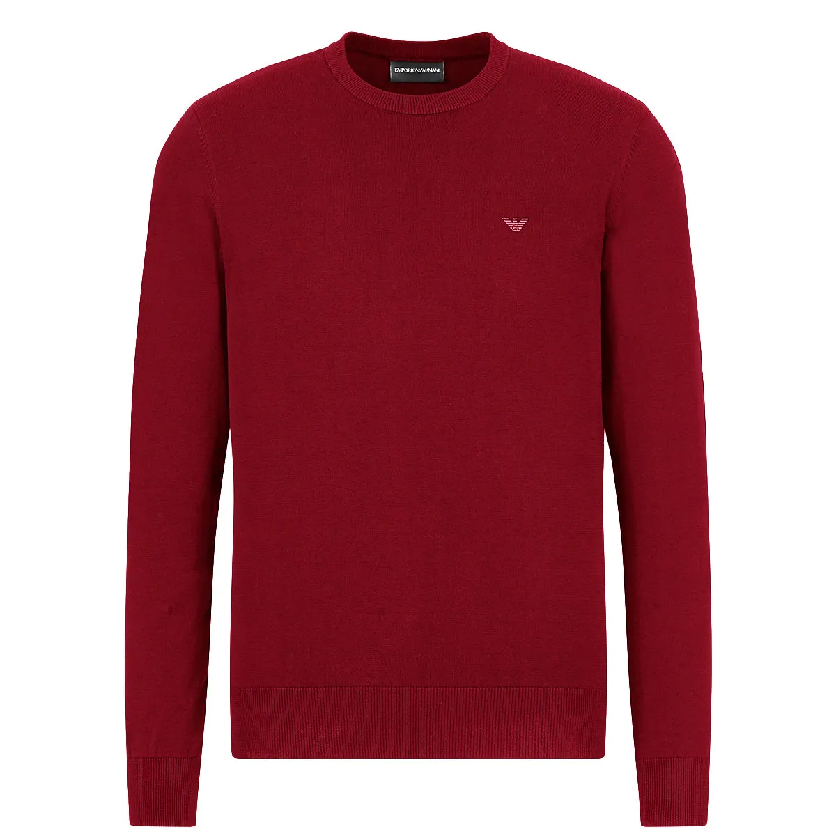 Emporio Armani Deep Red Crew Neck Eagle Logo Jumper