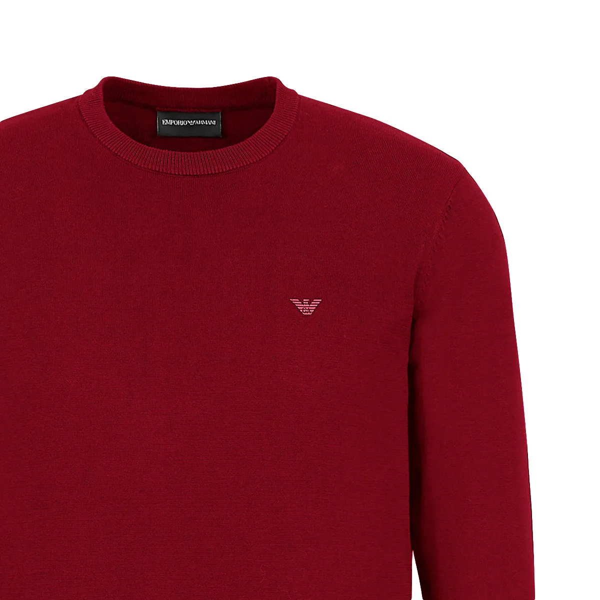 Emporio Armani Deep Red Crew Neck Eagle Logo Jumper