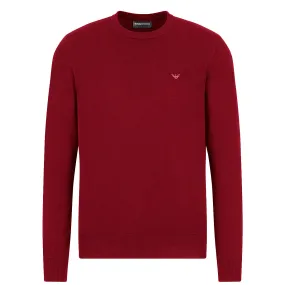 Emporio Armani Deep Red Crew Neck Eagle Logo Jumper