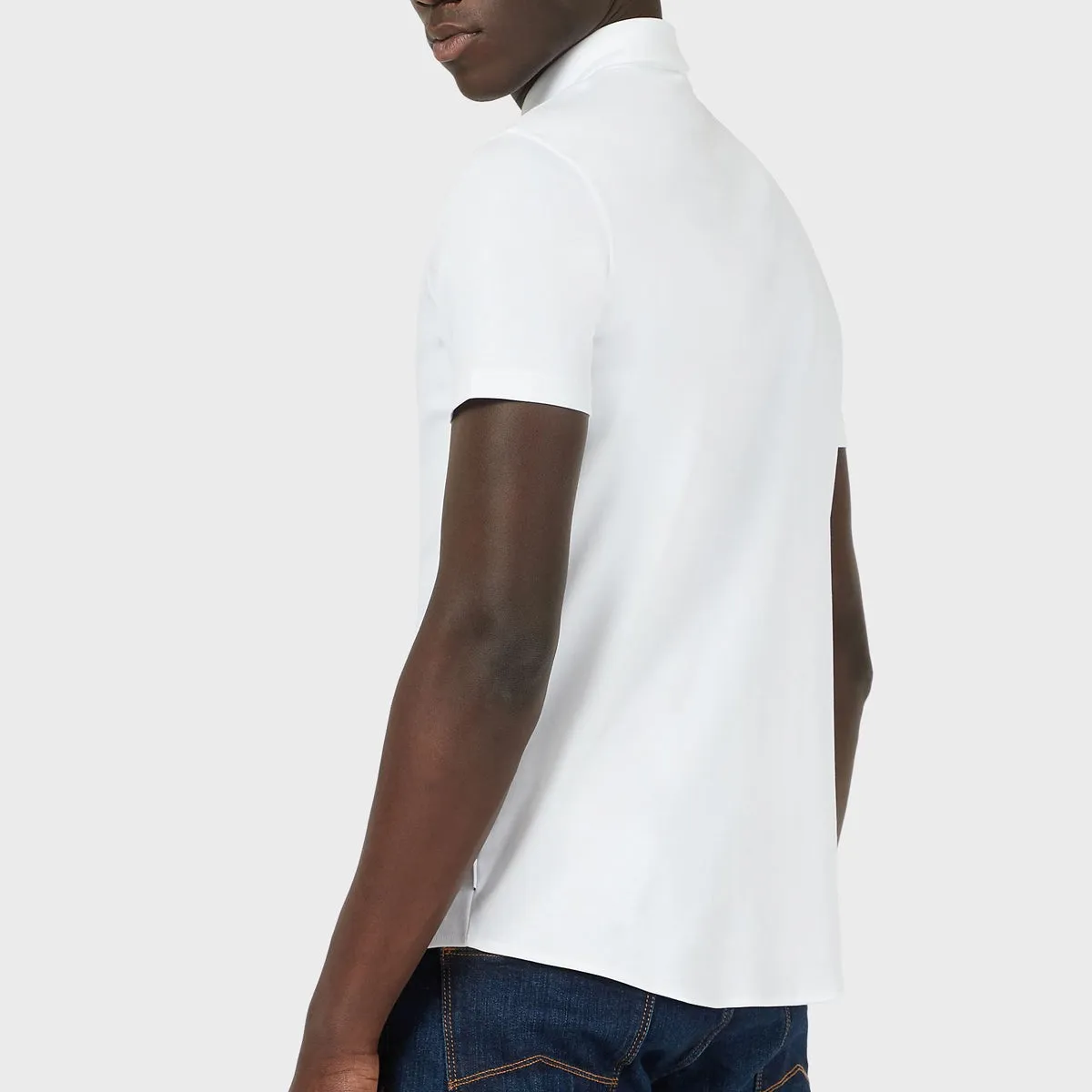 Emporio Armani White Short Sleeve Jersey Cotton Shirt