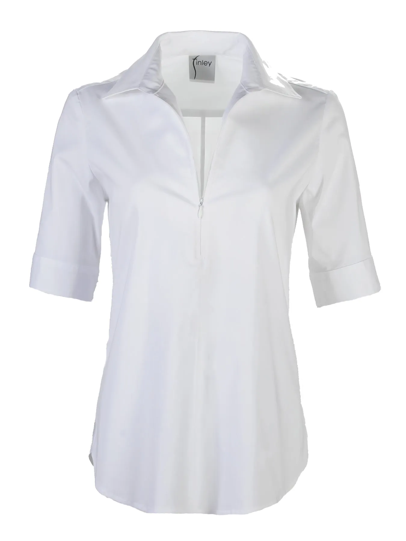 Endora Short Sleeve 1/2 Zip Shirt White - Best deals and discounts available