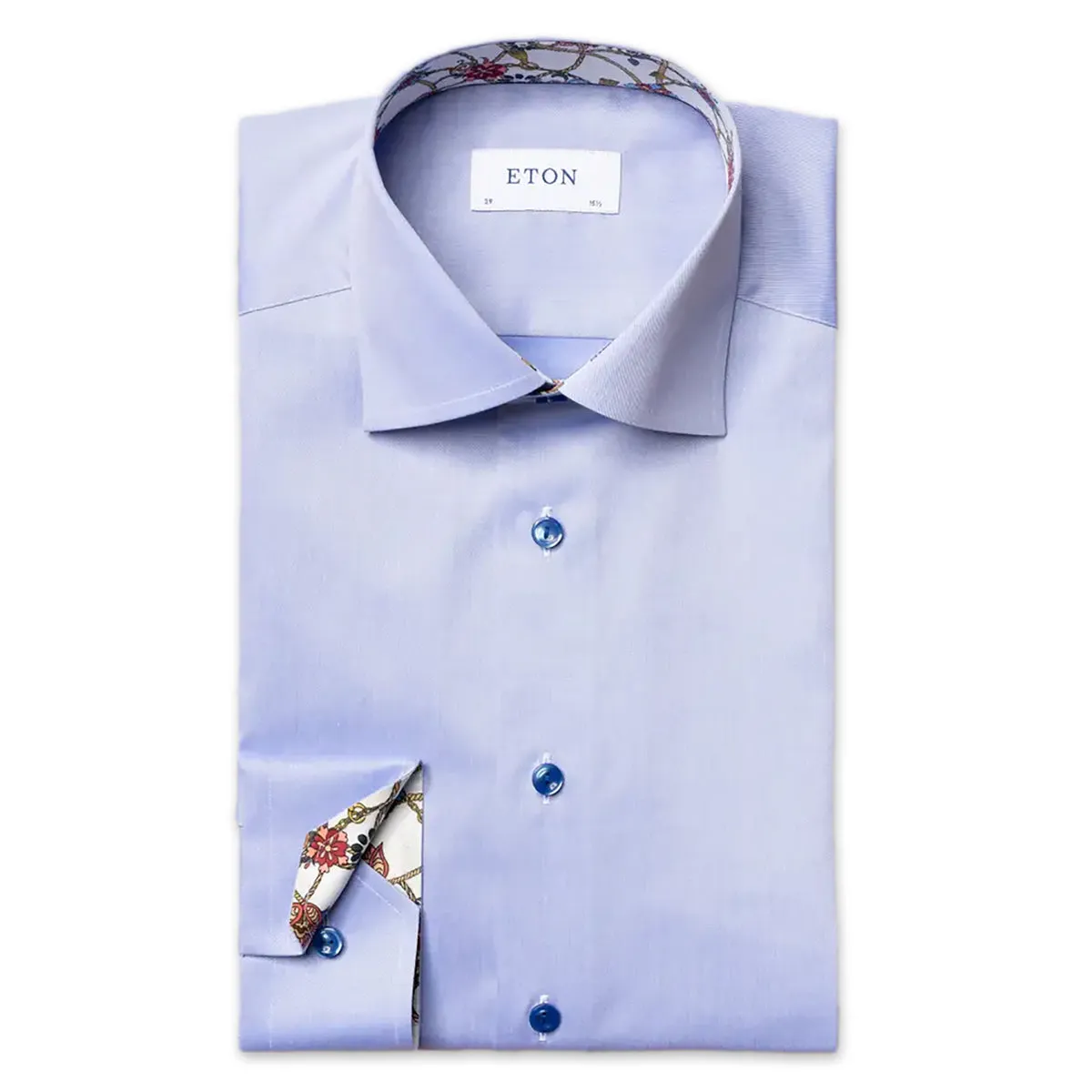 Eton Blue Print Trim Shirt with Contemporary Fit Design.