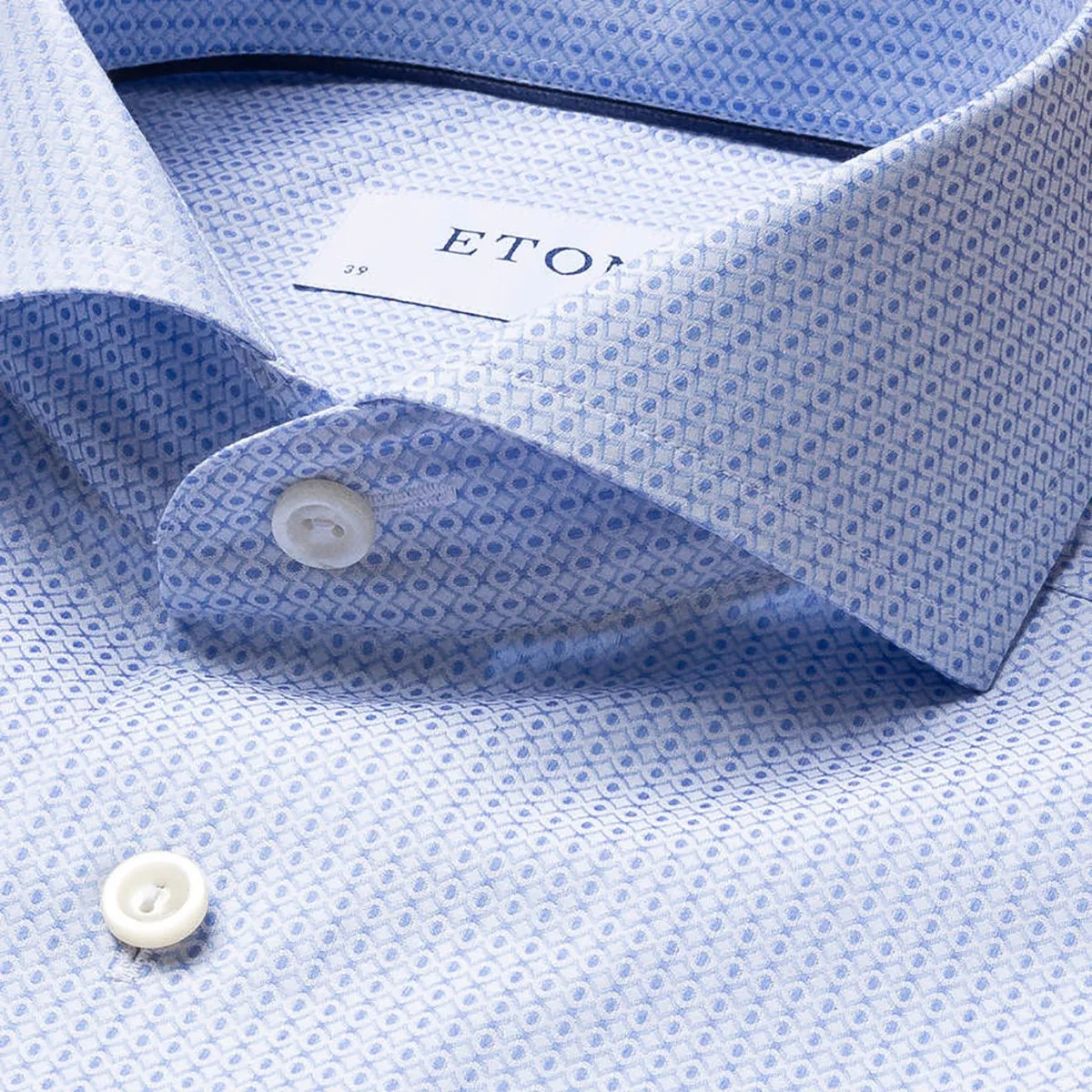 Eton Blue Slim Fit Brocade Shirt