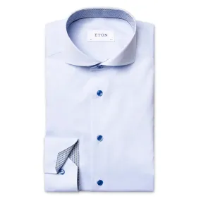 Eton Blue Slim Fit Circle Trim Shirt