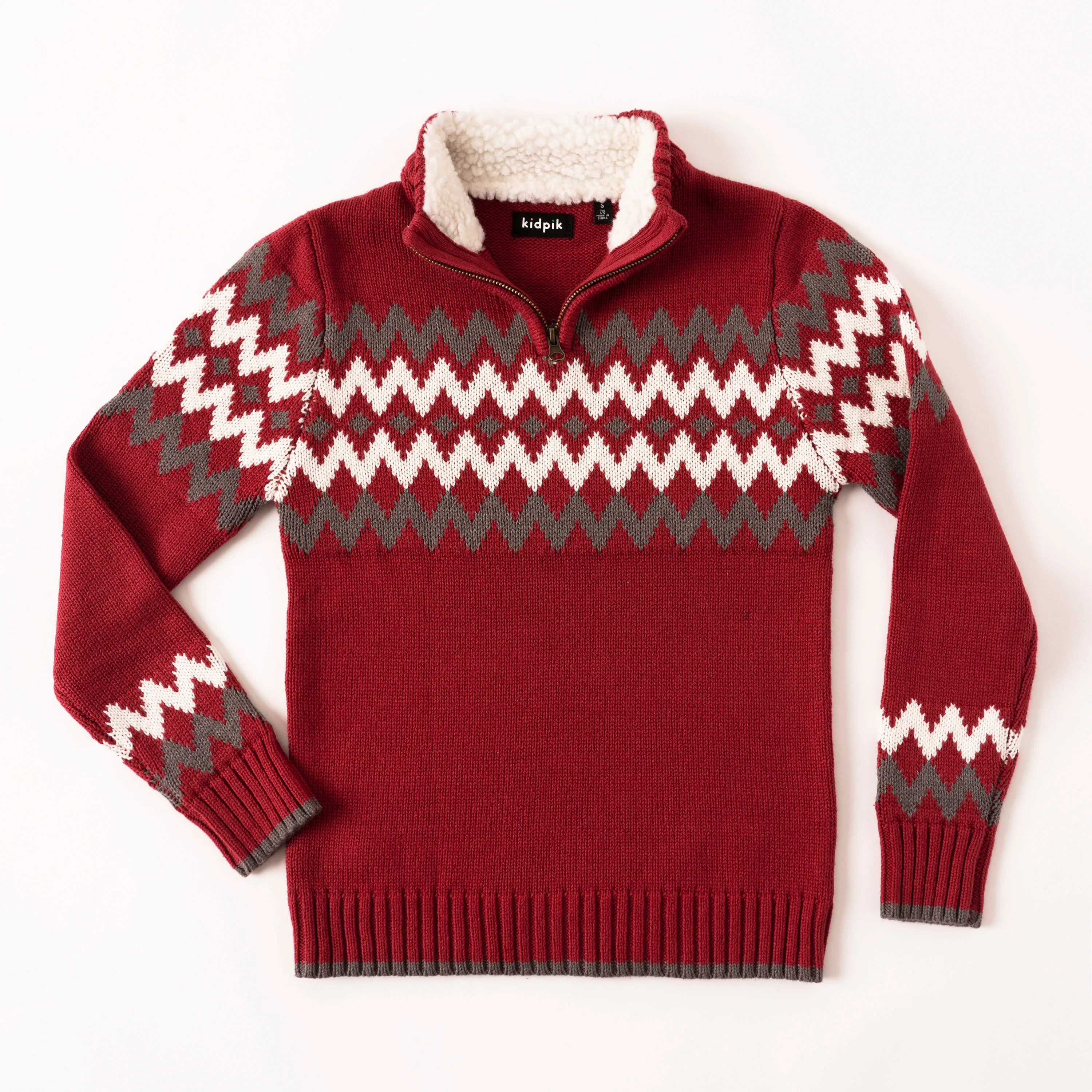 Fairisle Zip Neck Sweater