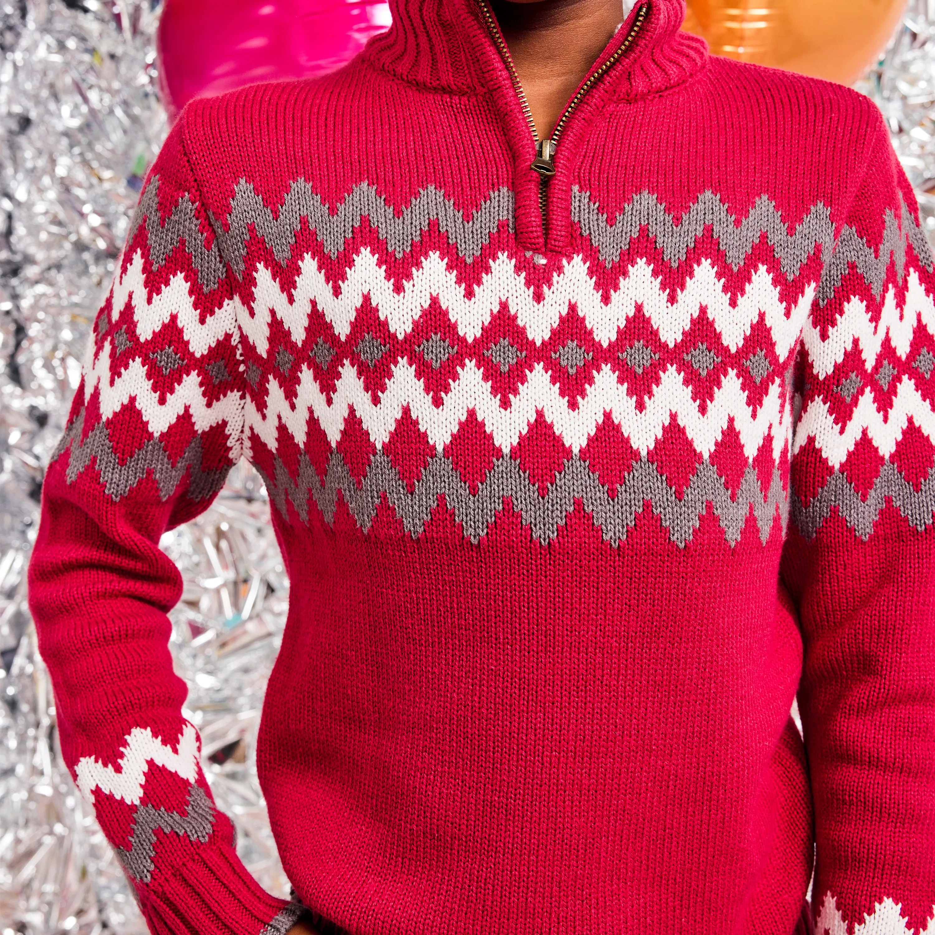 Fairisle Zip Neck Sweater