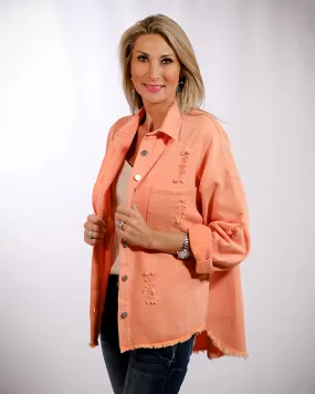 Fallon Tangerine Oversized Denim Shirt