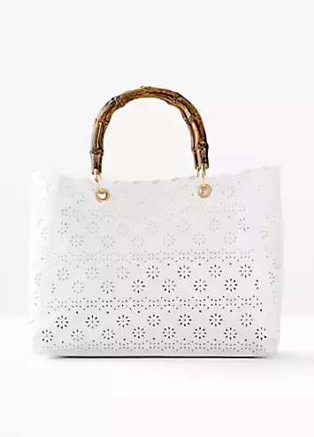 Faux Leather Laser Cut Tote Bag by bonprix | Look Again