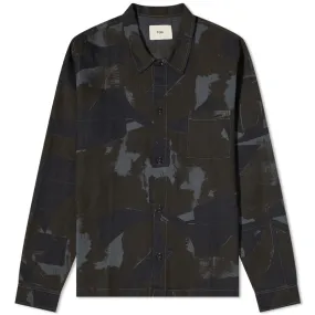 Folk shirt with slate navy Olio print in Seoul