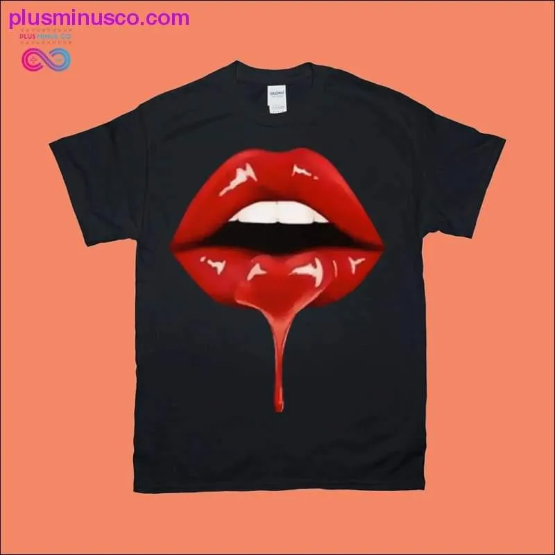 Funny Women's Black T-Shirts with Lip Print for Girls