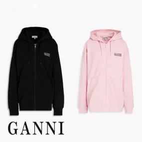 Ganni Street Style Long Sleeves Plain Cotton Logo - Buy Now!