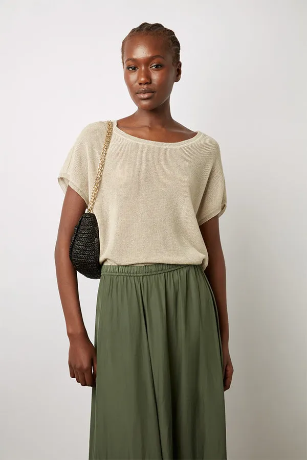 Gerard Darel LETSIE BEIGE SHORT SLEEVE IRIDESCENT SWEATER