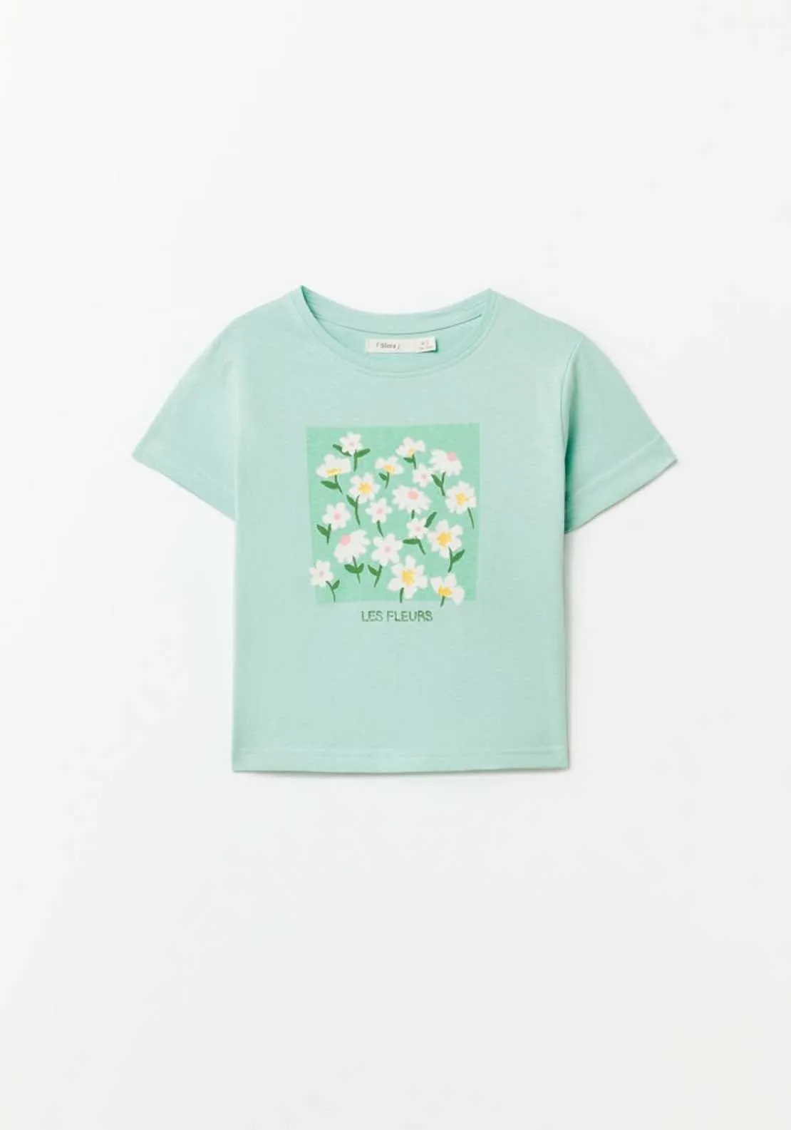 Green flower print t-shirt