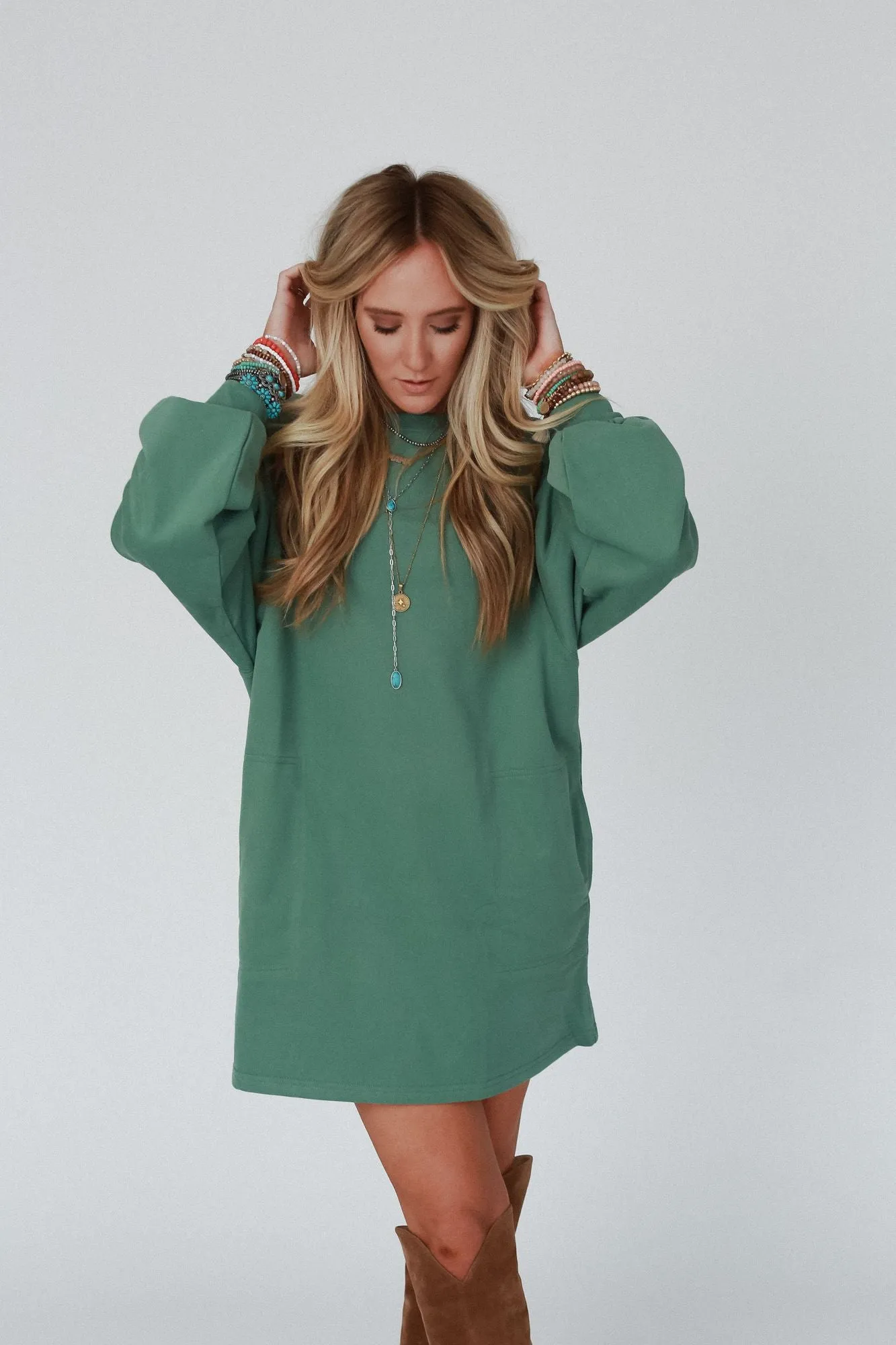 Green Pocketed Crew Neck Tunic - Shop the Walk in Love Collection