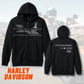 Harley Davidson Long Sleeves Logo Hoodies | Street Style Plain Cotton