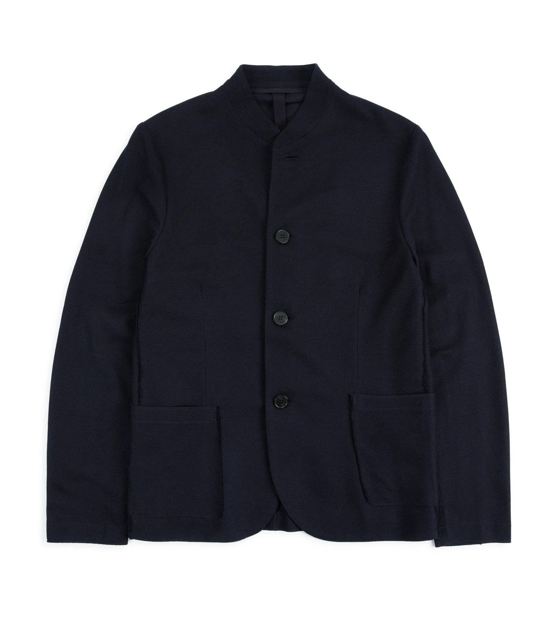 Harris Wharf Navy Nehru Jacket: Loro Piana Honeycomb Cotton