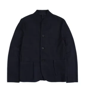 Harris Wharf Navy Nehru Jacket: Loro Piana Honeycomb Cotton