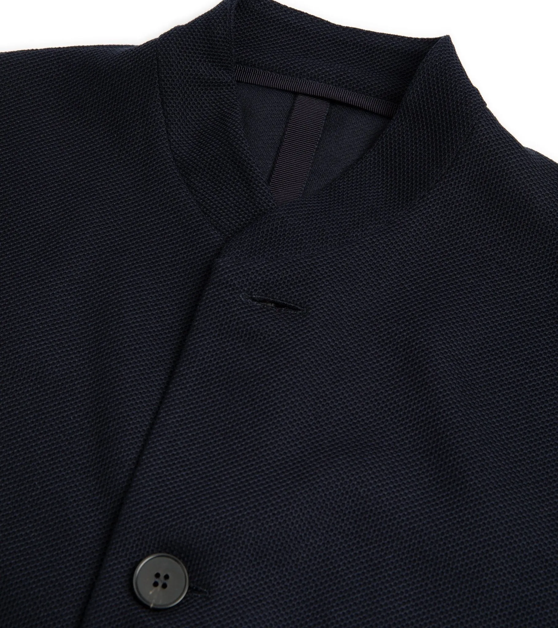 Harris Wharf Navy Nehru Jacket: Loro Piana Honeycomb Cotton