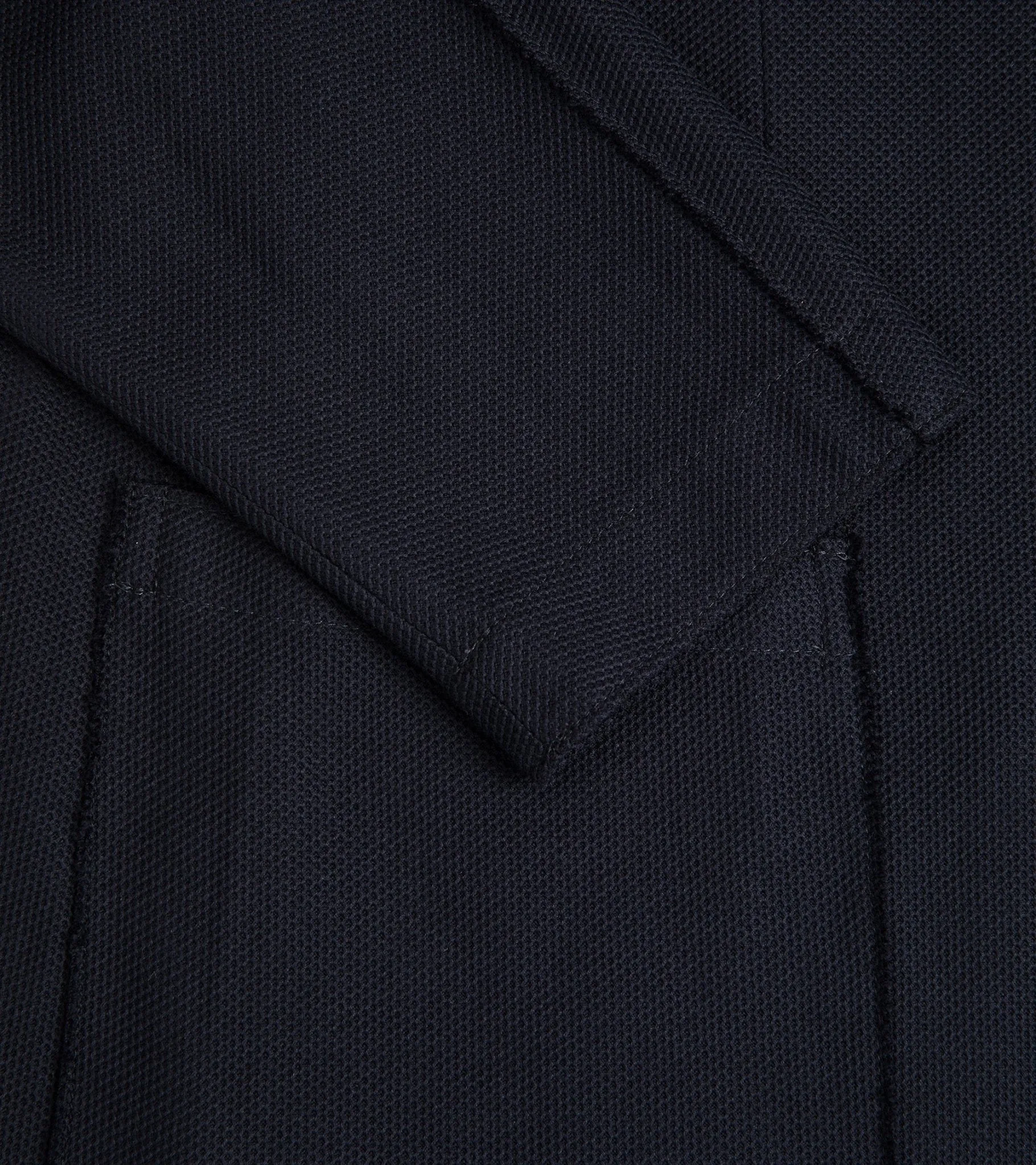 Harris Wharf Navy Nehru Jacket: Loro Piana Honeycomb Cotton