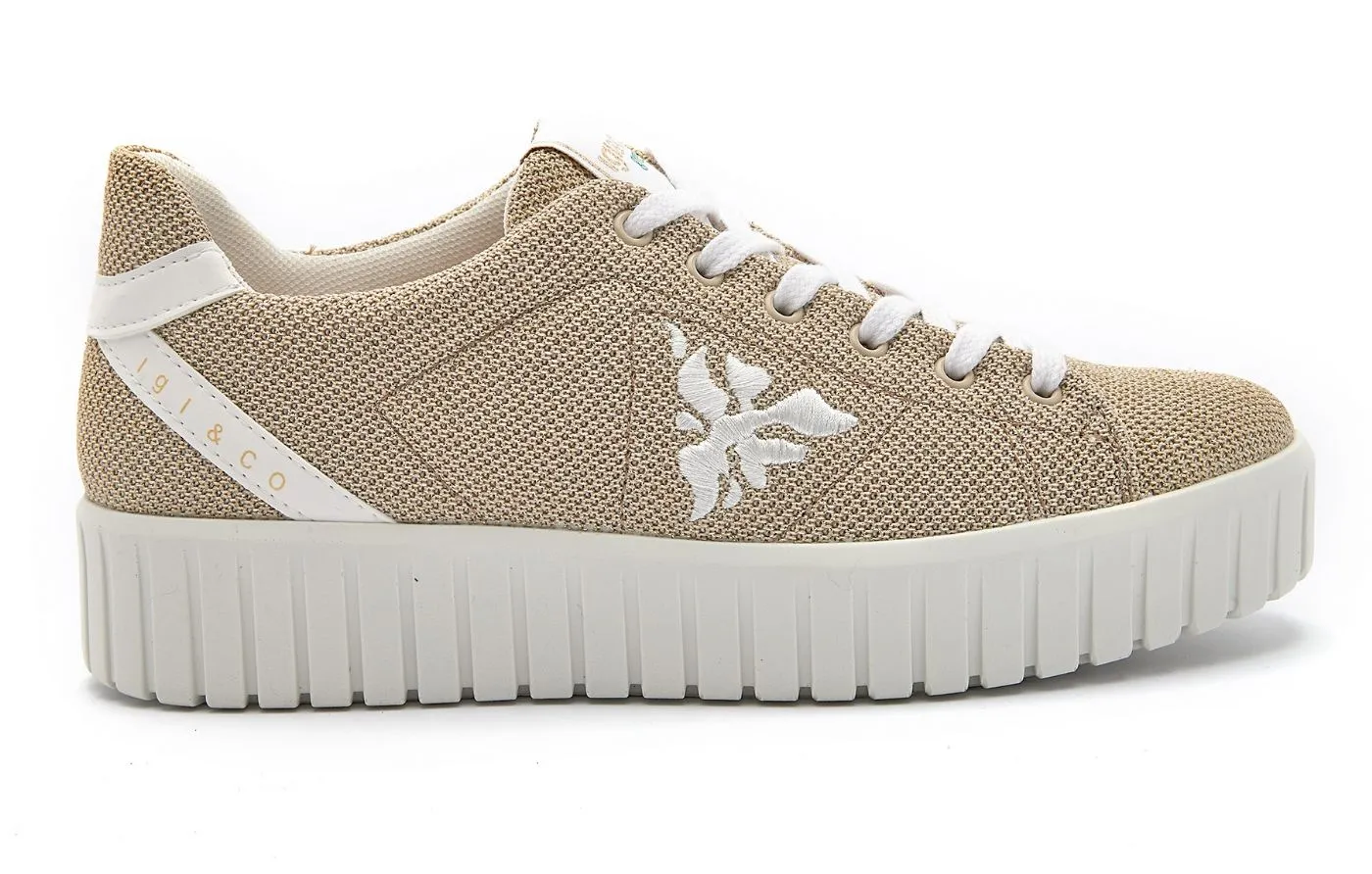 IGI&CO women's sneakers in beige with knitted fabric, style 19-1665633