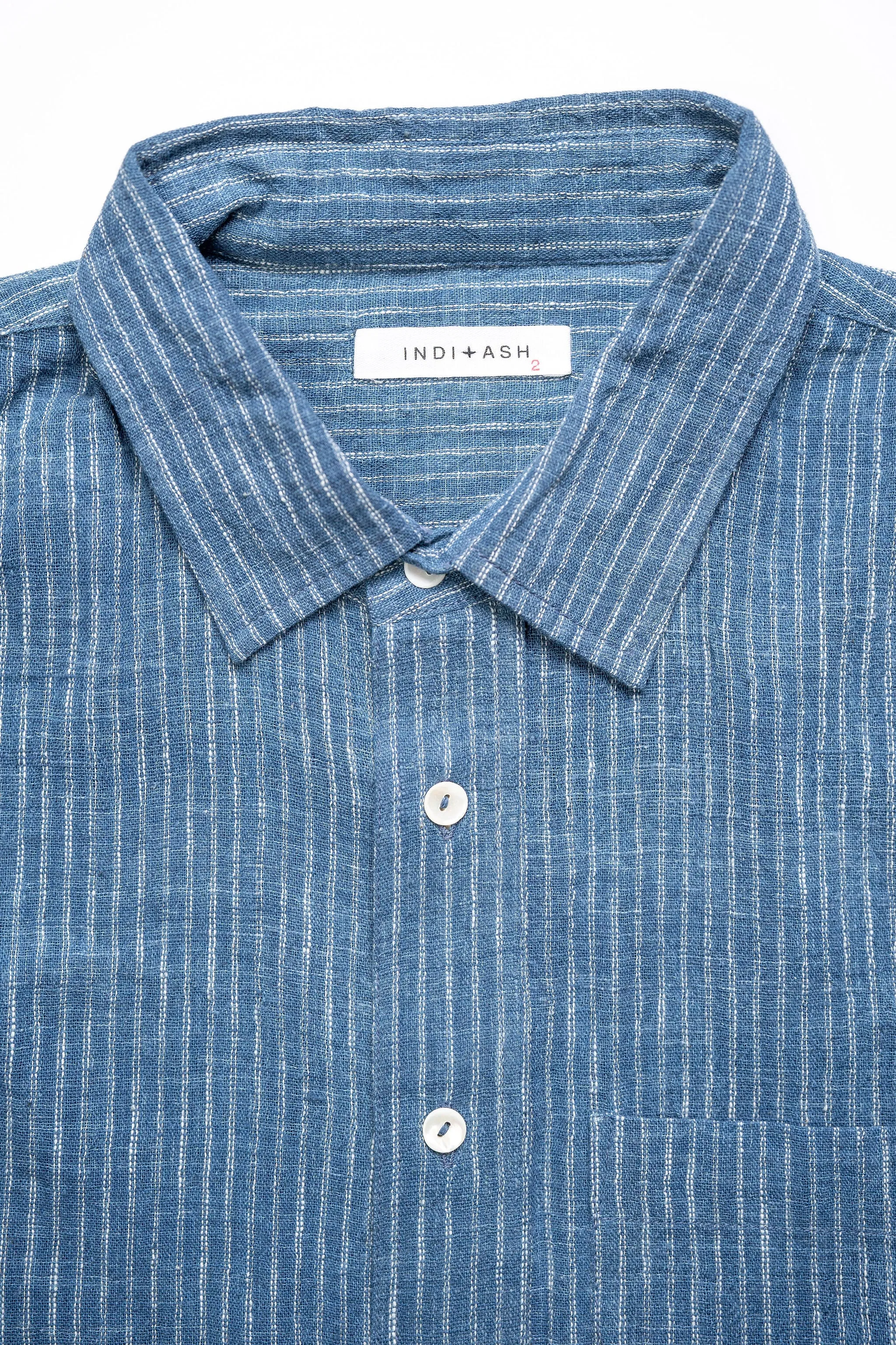 Indi Ash Cedar Shirt Indigo Dobby Stripe