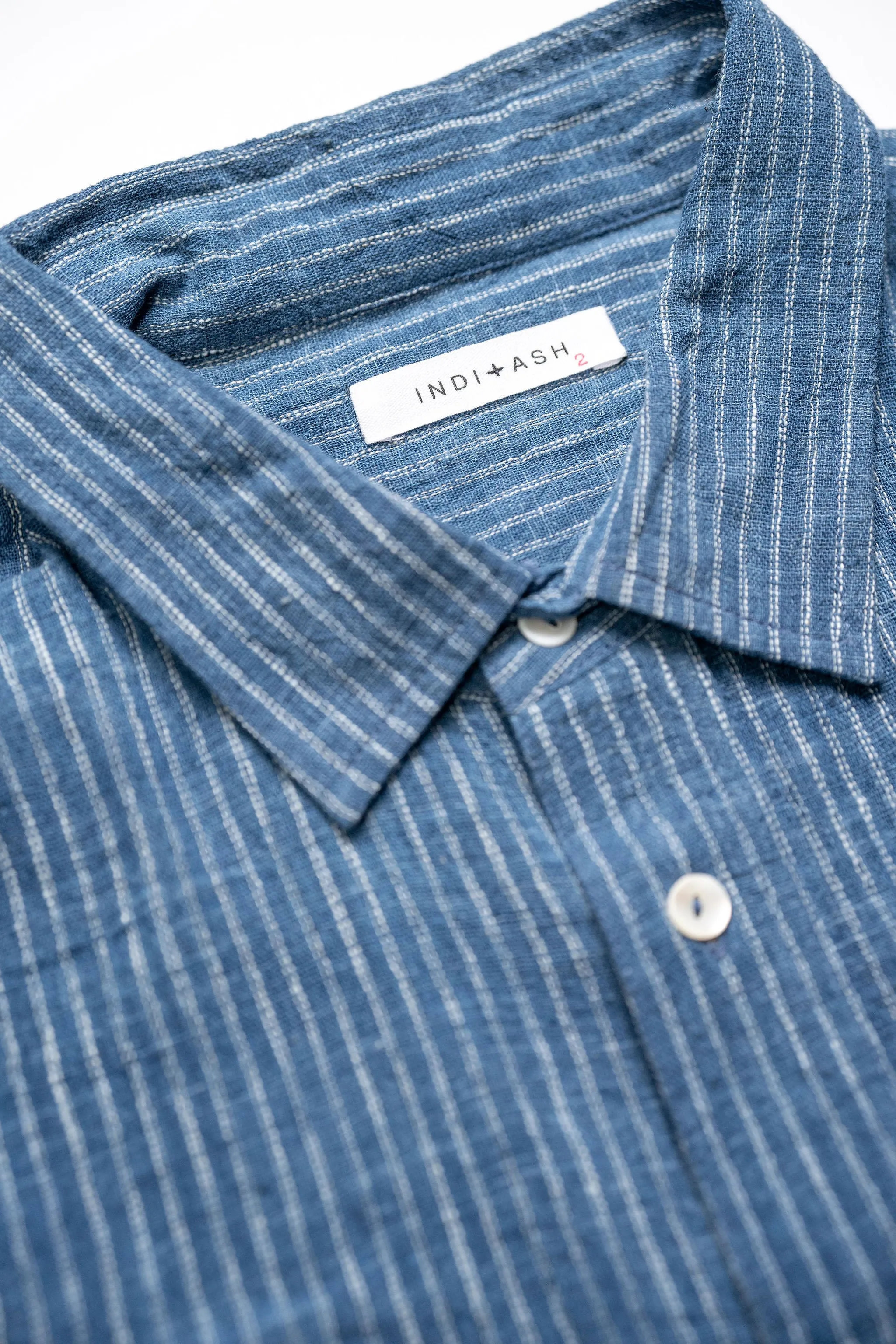 Indi Ash Cedar Shirt Indigo Dobby Stripe