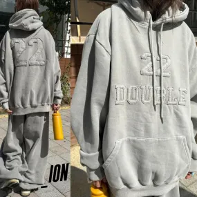 IONSEOUL plain oversized logo hoodies for street style - unisex