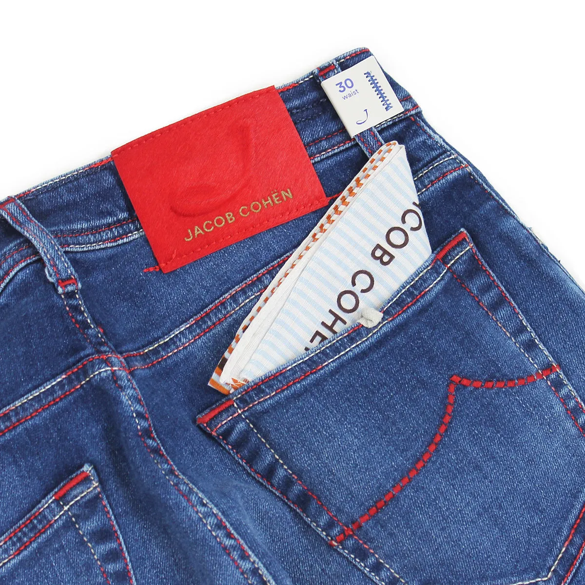 Jacob Cohen J622 Comf Red Stitch Mid Wash Jeans Blue