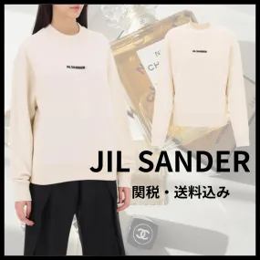 Jil Sander cotton logo hoodies & sweatshirts - crew neck, long sleeves