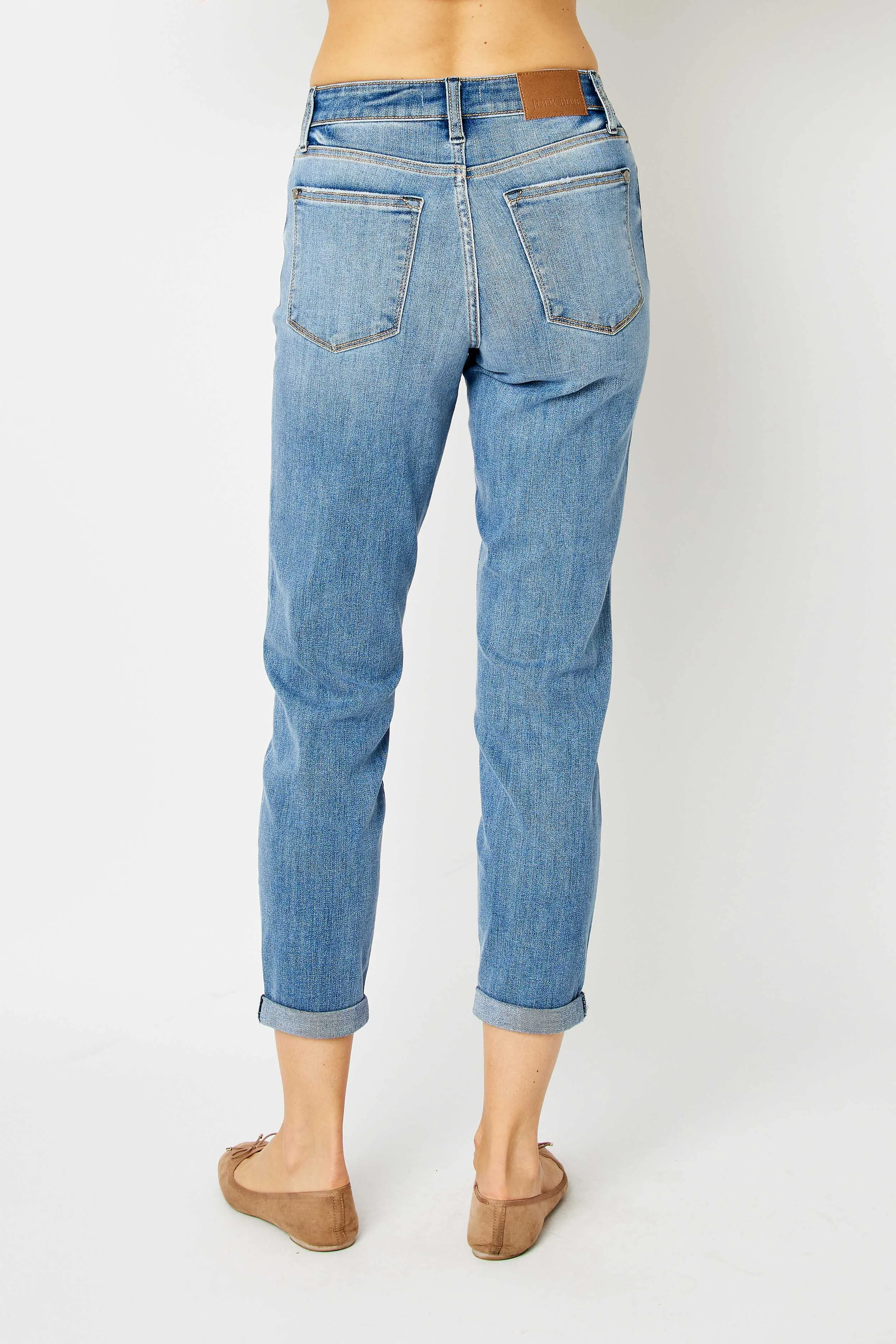 Judy Blue Midrise Slim Jean with Cuffed Hem