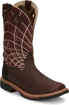 Justin Mens Boots SE4834 12 Derrickman" Brown Ostrich Print