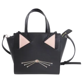 Kate Spade Black Leather Cat Design Bag