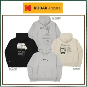 KODAK unisex long sleeves hoodies - plain logo, street style.