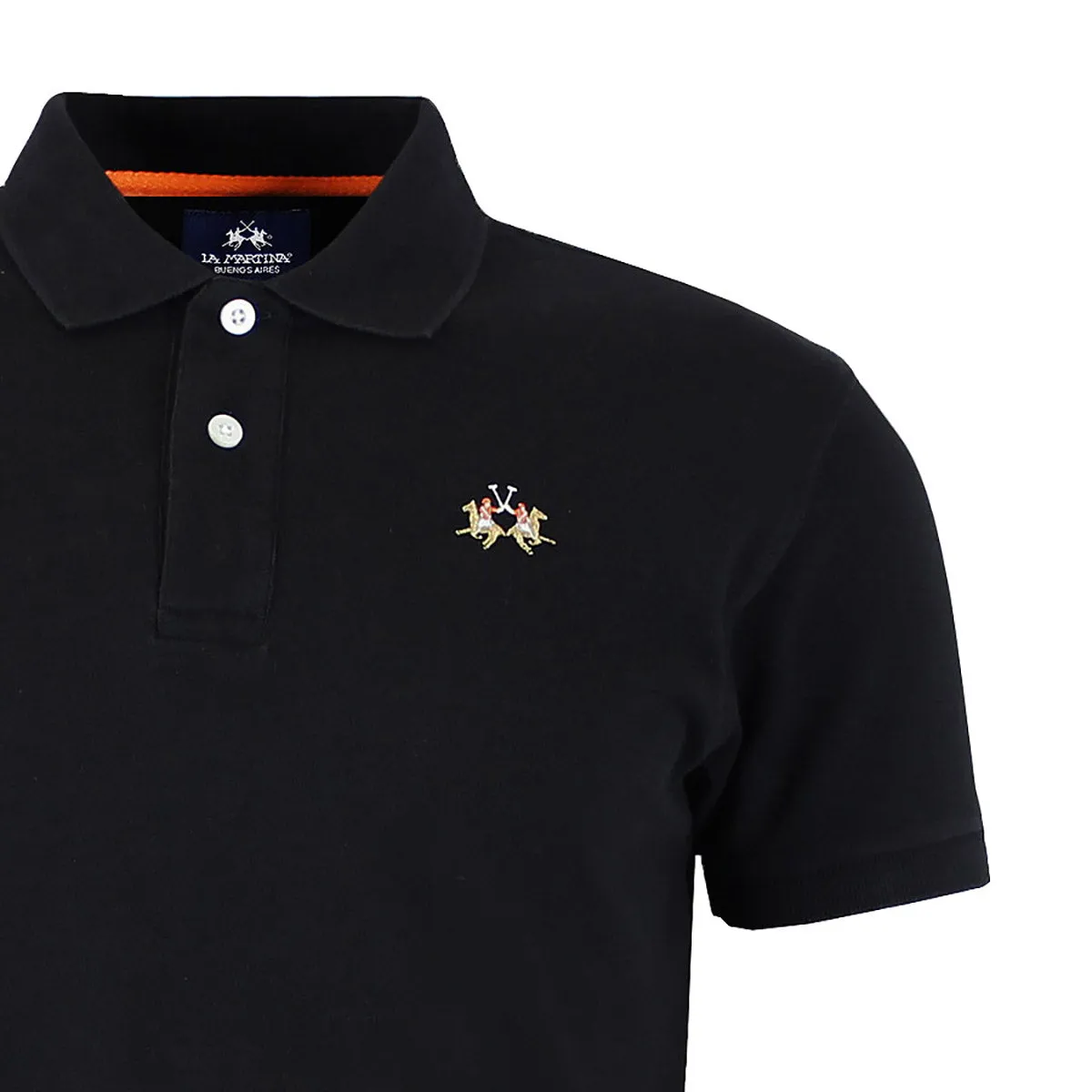 La Martina - Black Slim Fit Pique Polo Shirt